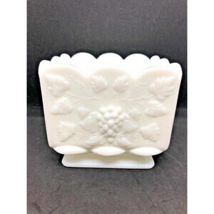 Westmoreland White Milk Glass with Paneled Grape Design Planter/ Bowl